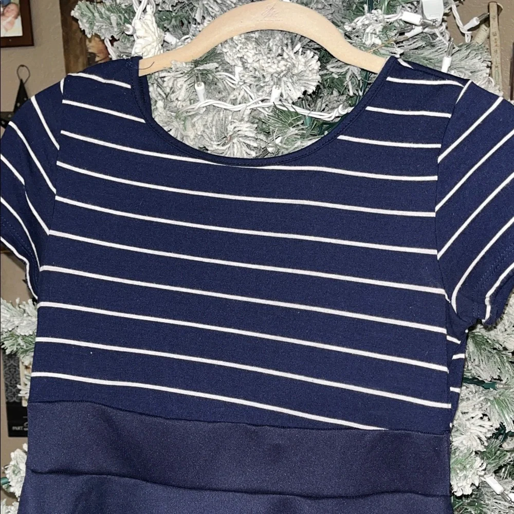 Navy Striped juniors Dress - Picture 6 of 8